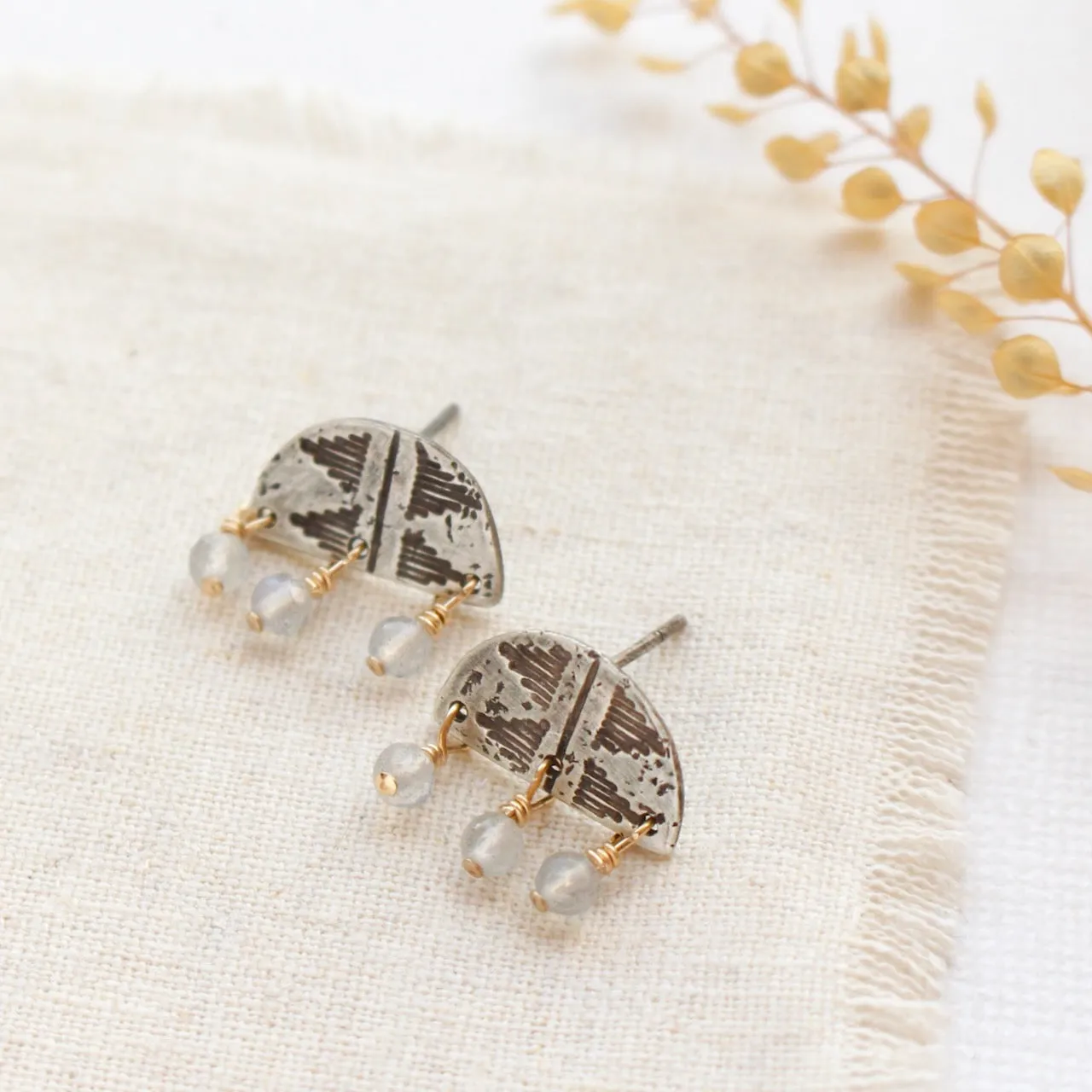 Pakal Labradorite Fringe Post Earrings