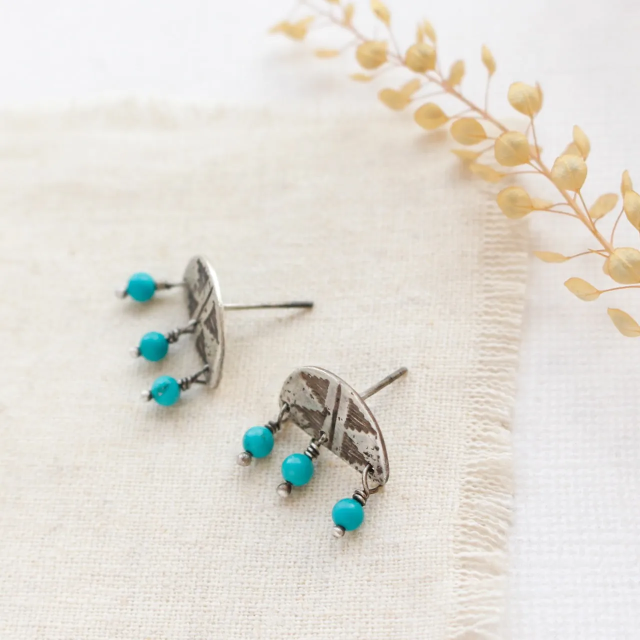 Pakal Turquoise Fringe Post Earrings
