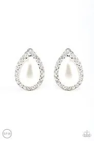 Paparazzi Old Hollywood Opulence - White Clip-On