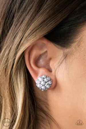 Paparazzi - Par Pearl Silver Clip-On Earrings