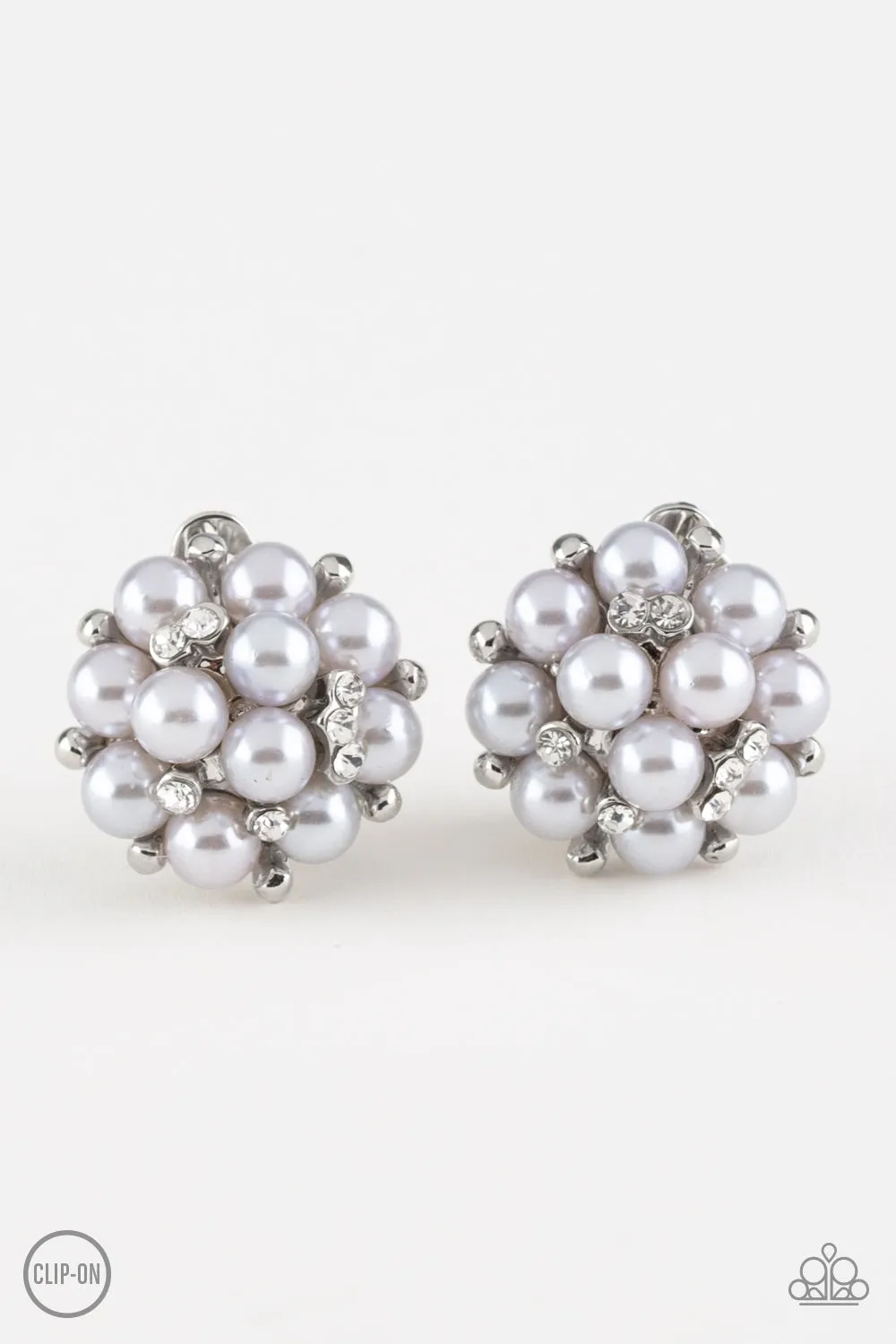 Paparazzi - Par Pearl Silver Clip-On Earrings