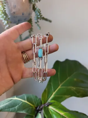 Paperclip Chain Bracelet with Stone