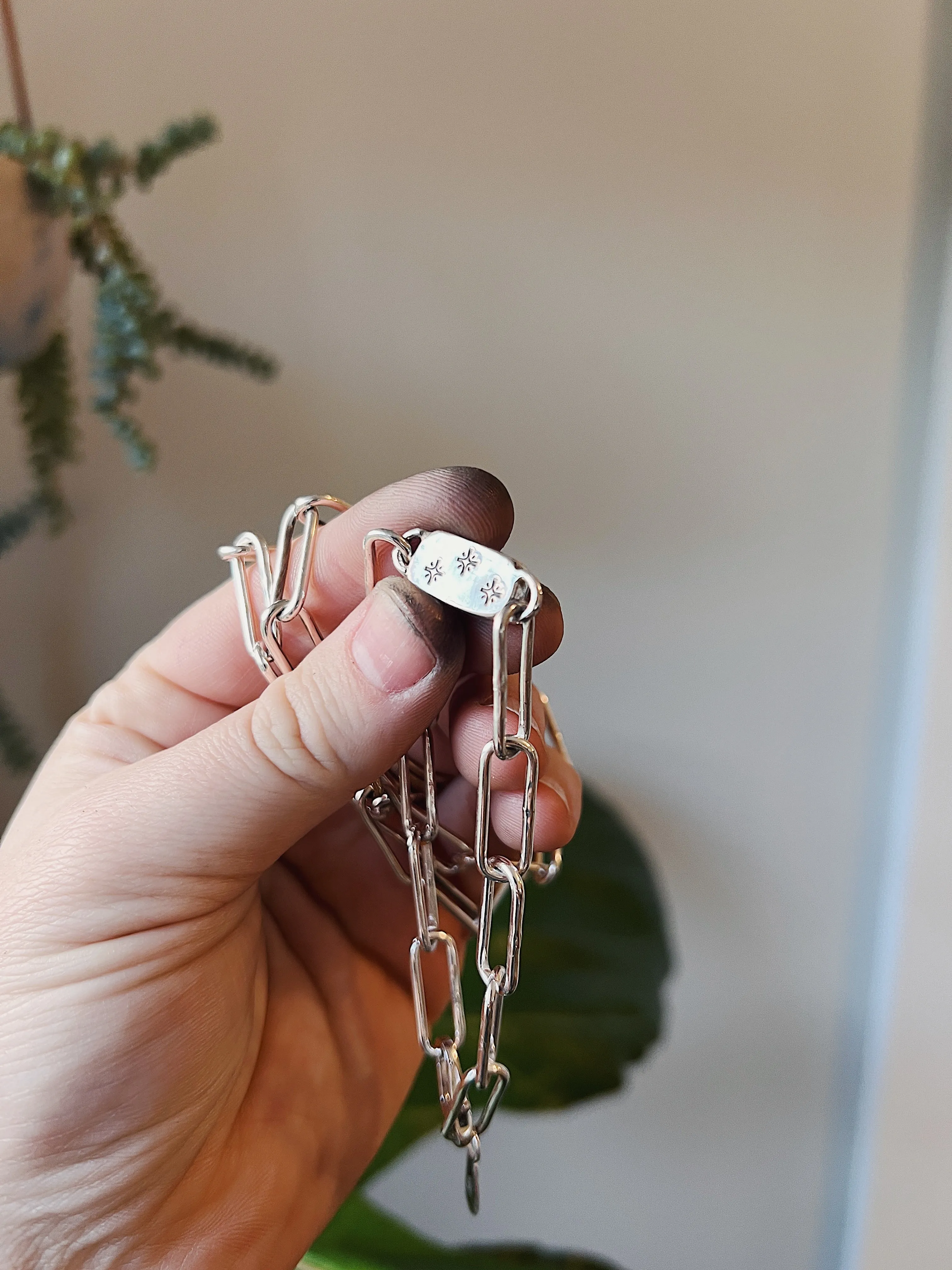 Paperclip Chain Bracelet with Stone
