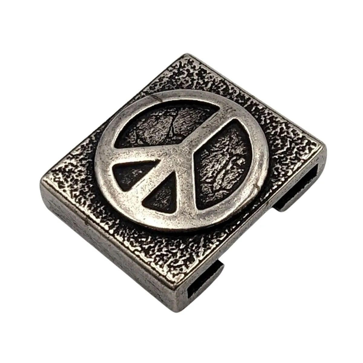 Peace symbol molle clip from bronze
