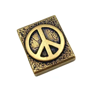 Peace symbol molle clip from bronze