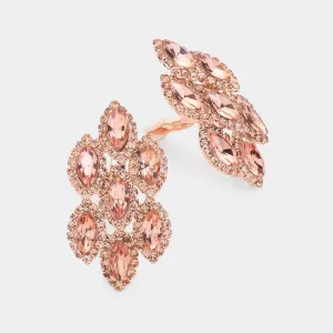 Peach Marquise Stone Clip On Pageant Earrings | Prom Earrings | 620004