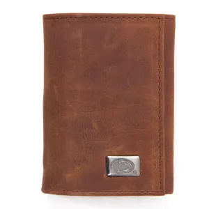 Penn State Nittany Lions Brown Tri Fold Leather Wallet