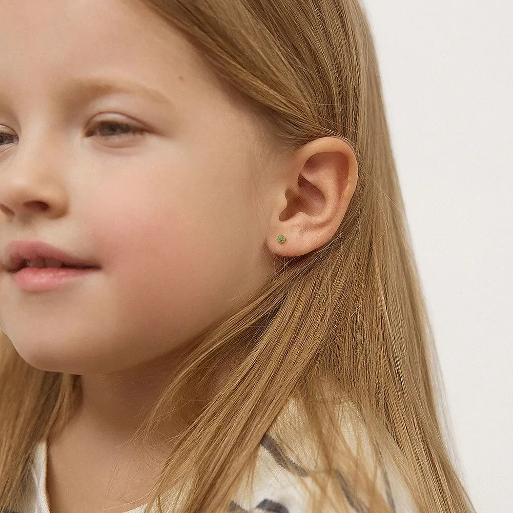 Peridot Tiny Bezel Little Girl's Stud Earring