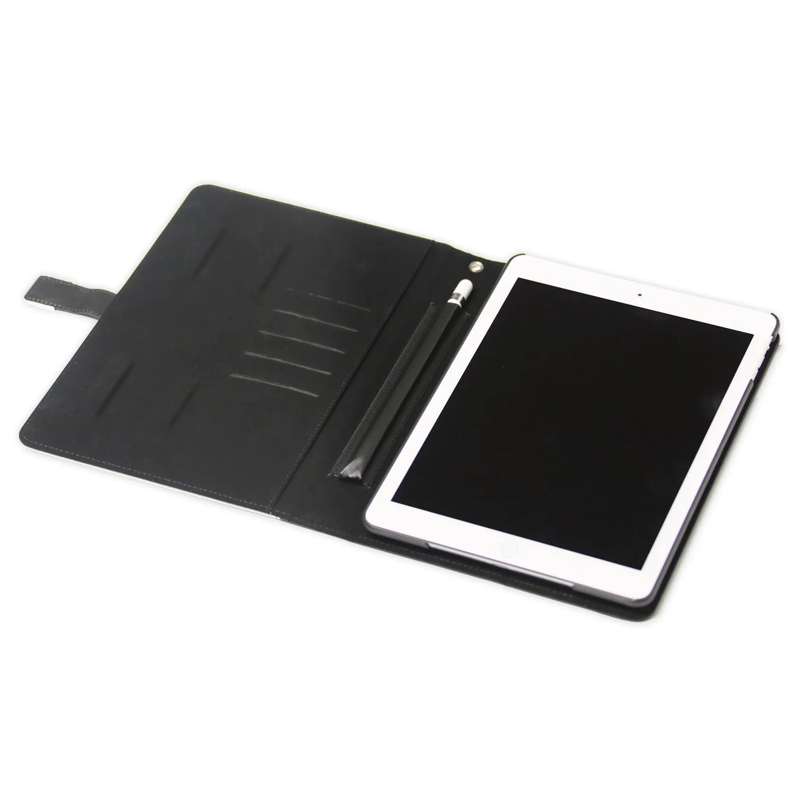 Personalised Leather iPad Case - Black and Purple Marble with Name