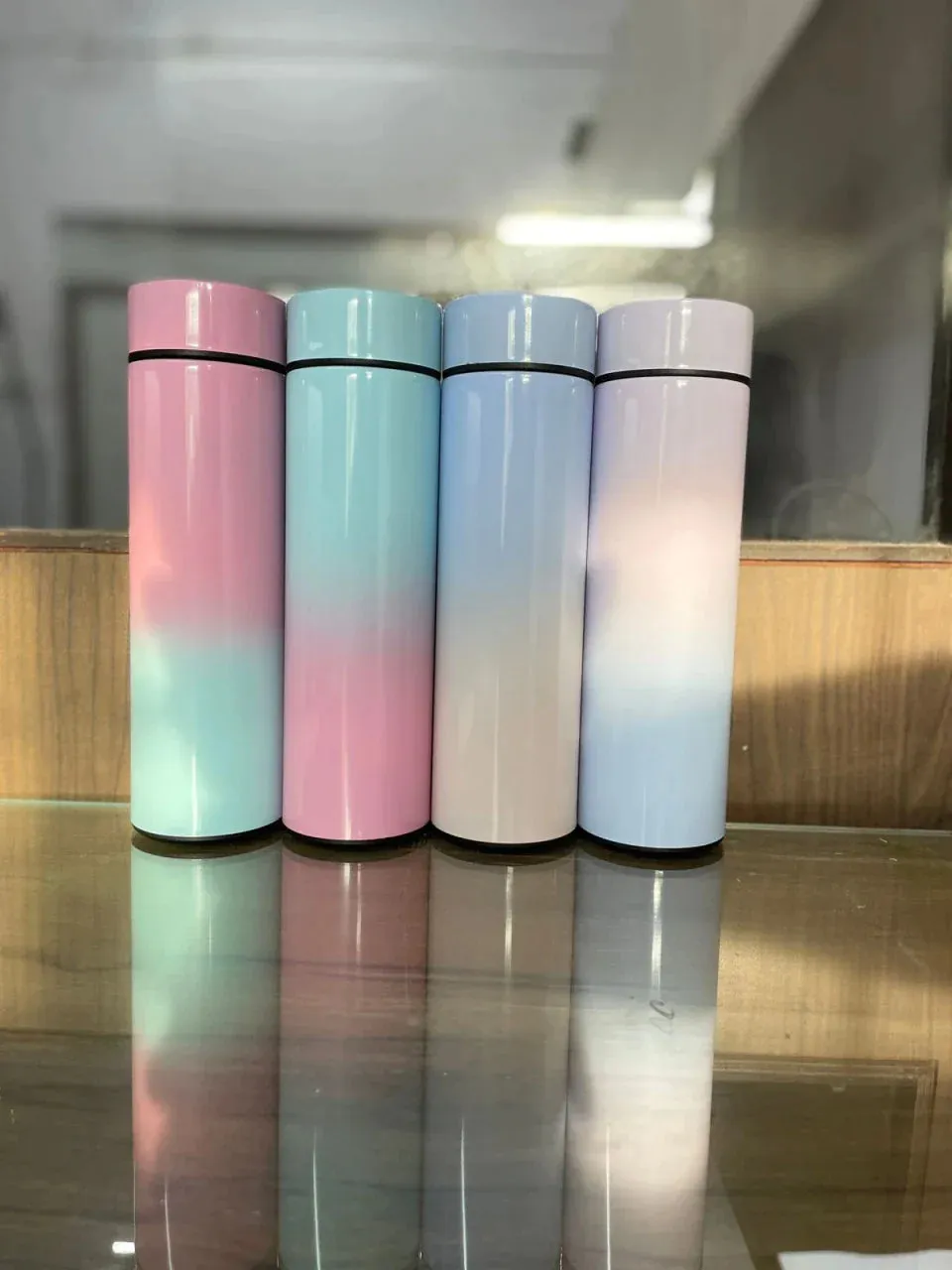 Personalised Pastel Temperature Display Bottle & All in One Men's Combo (4 pcs) - Tan