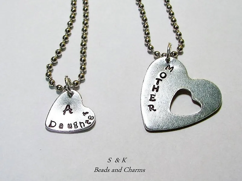 personalized 2 piece Necklace set  with kids names, mother daughter necklace set , custom kids name necklace,