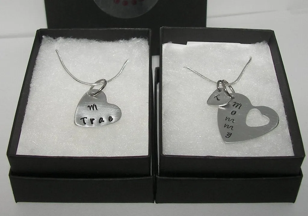 personalized 2 piece Necklace set  with kids names, mother daughter necklace set , custom kids name necklace,
