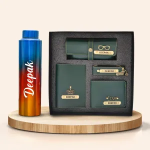 Personalized All in One Men's Combo (4 pcs) & Rainbow Classic Bottle 1Litre - Olive Green