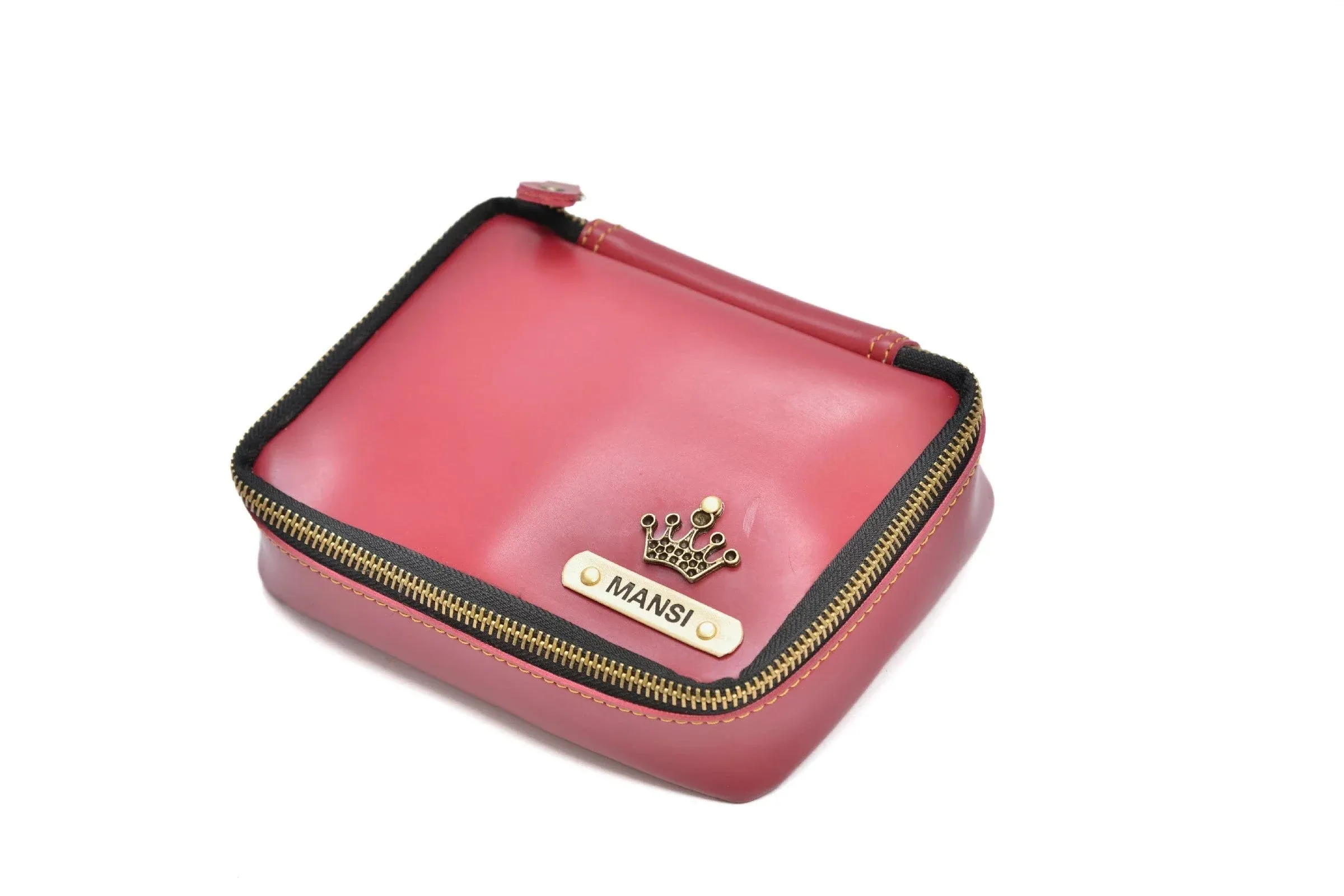 Personalized Couple's Combo : Mini Makeup Kit & Men's Wallet- Wine