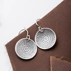 Petite Sterling Silver Mandala Earrings