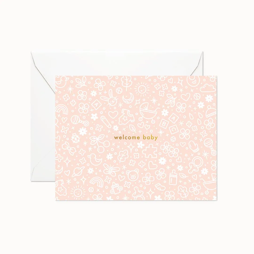 Pink Welcome Baby Card