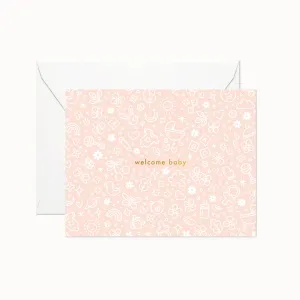 Pink Welcome Baby Card