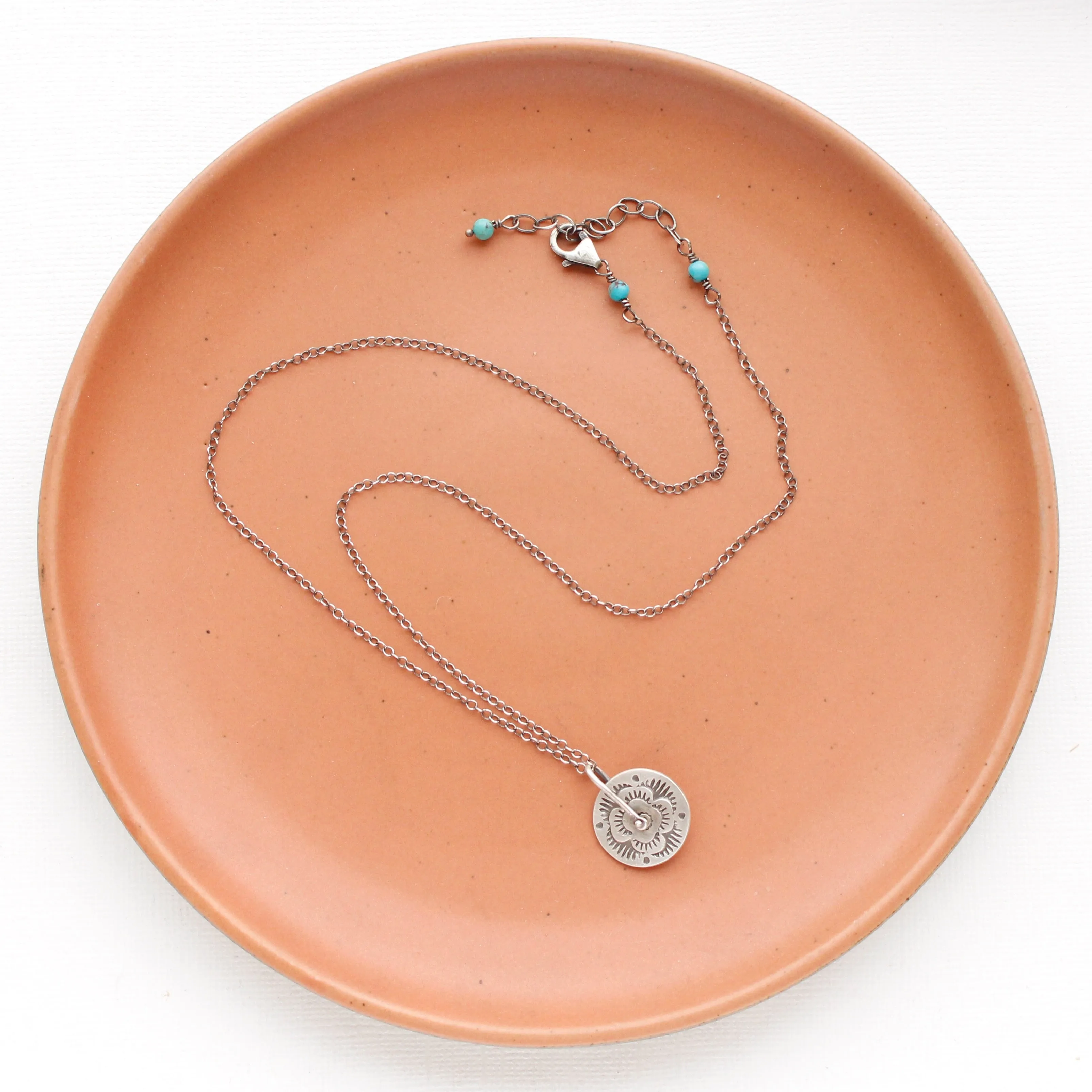 Pinned Columbine Disc Necklace