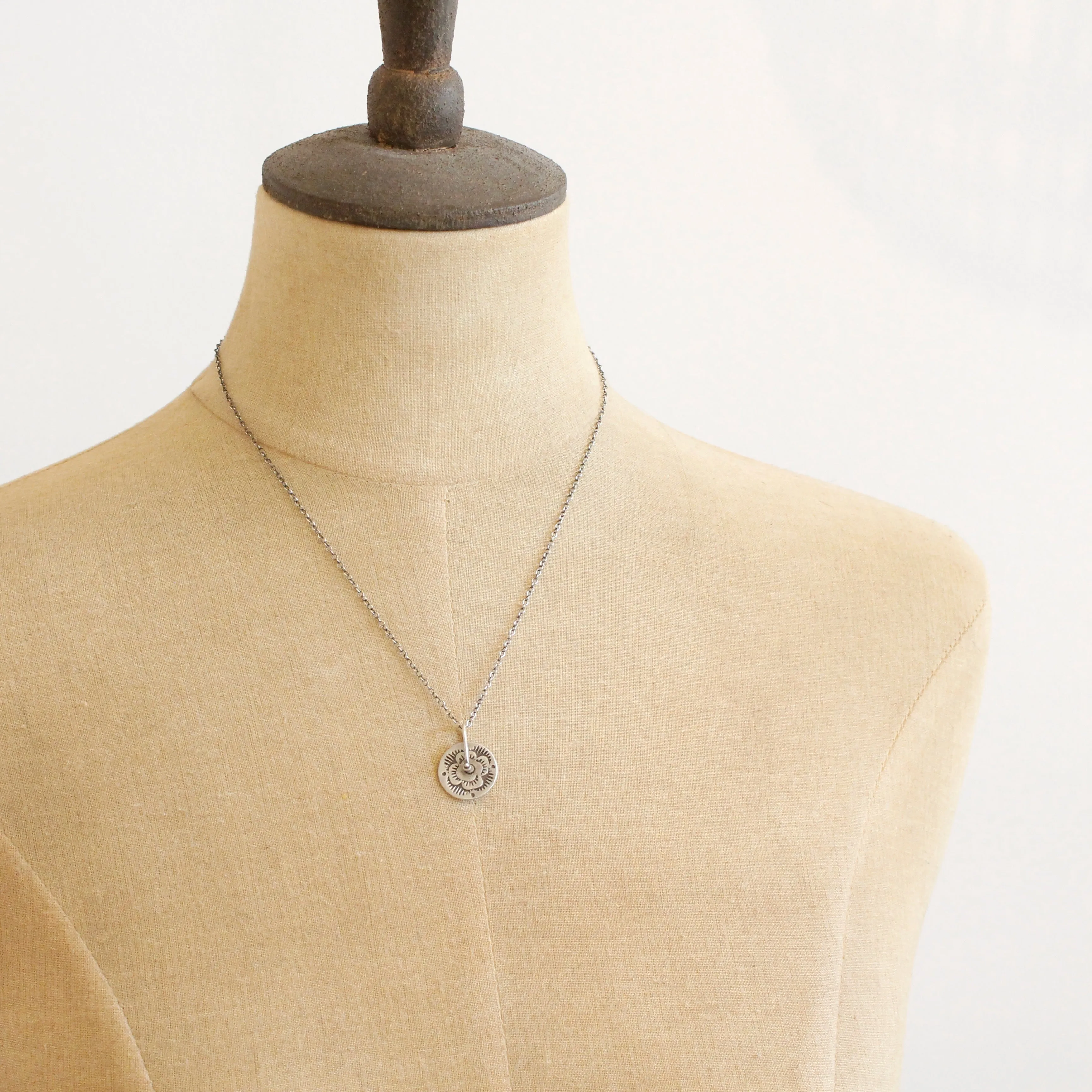 Pinned Columbine Disc Necklace