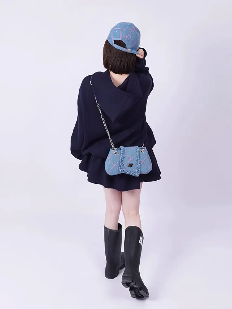 plaid denim shoulder crossbody women's bag