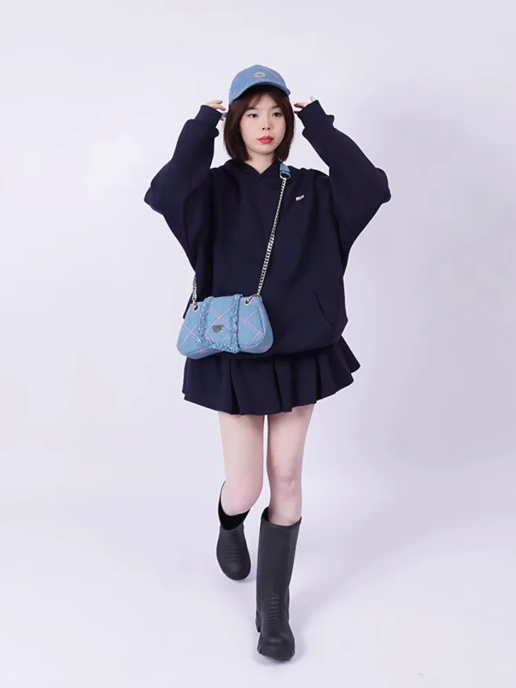 plaid denim shoulder crossbody women's bag