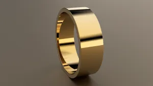 Polished Yellow Gold 7mm Flat Wedding Band