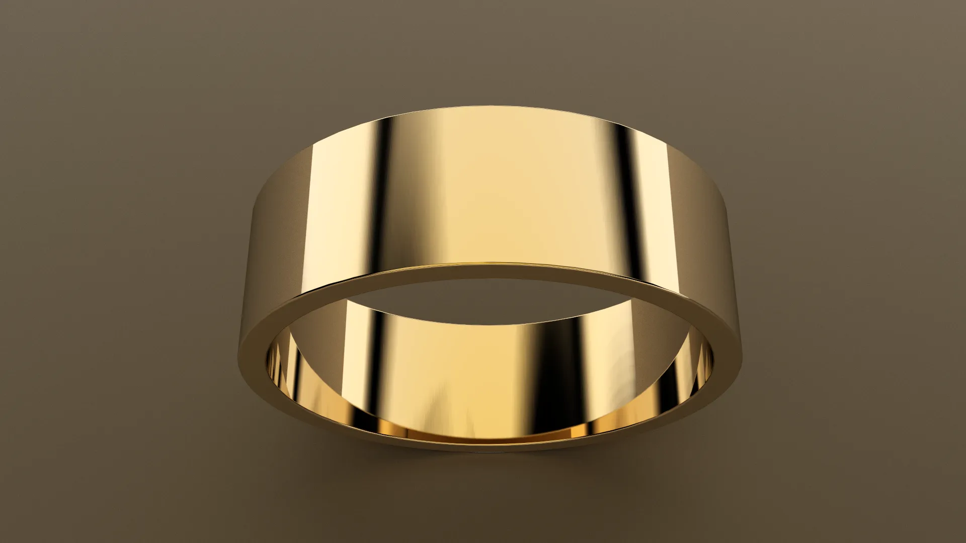 Polished Yellow Gold 7mm Flat Wedding Band