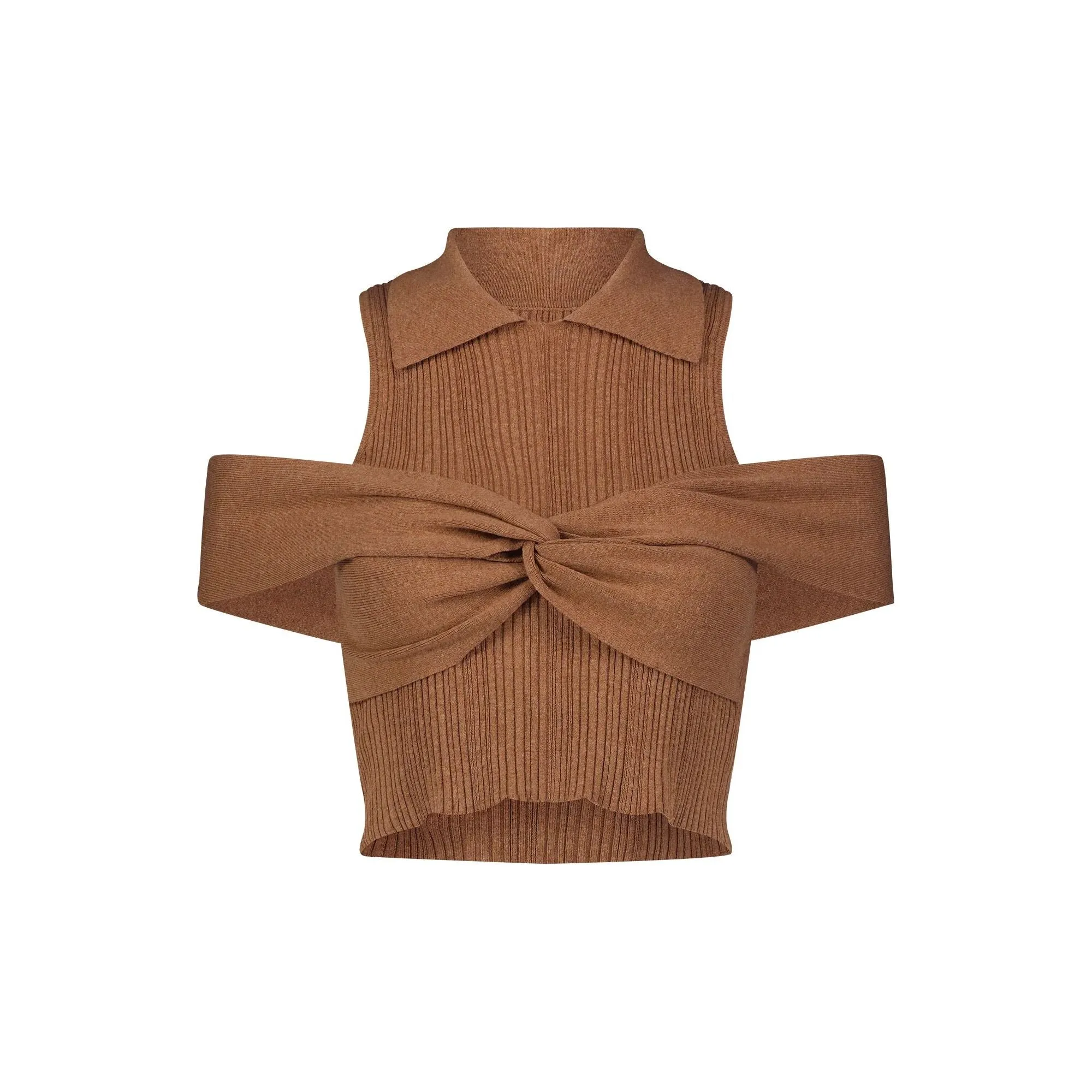 POLO WRAP OFF SHOULDER RIB KNIT
