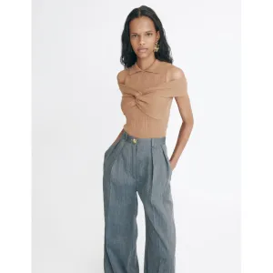 POLO WRAP OFF SHOULDER RIB KNIT