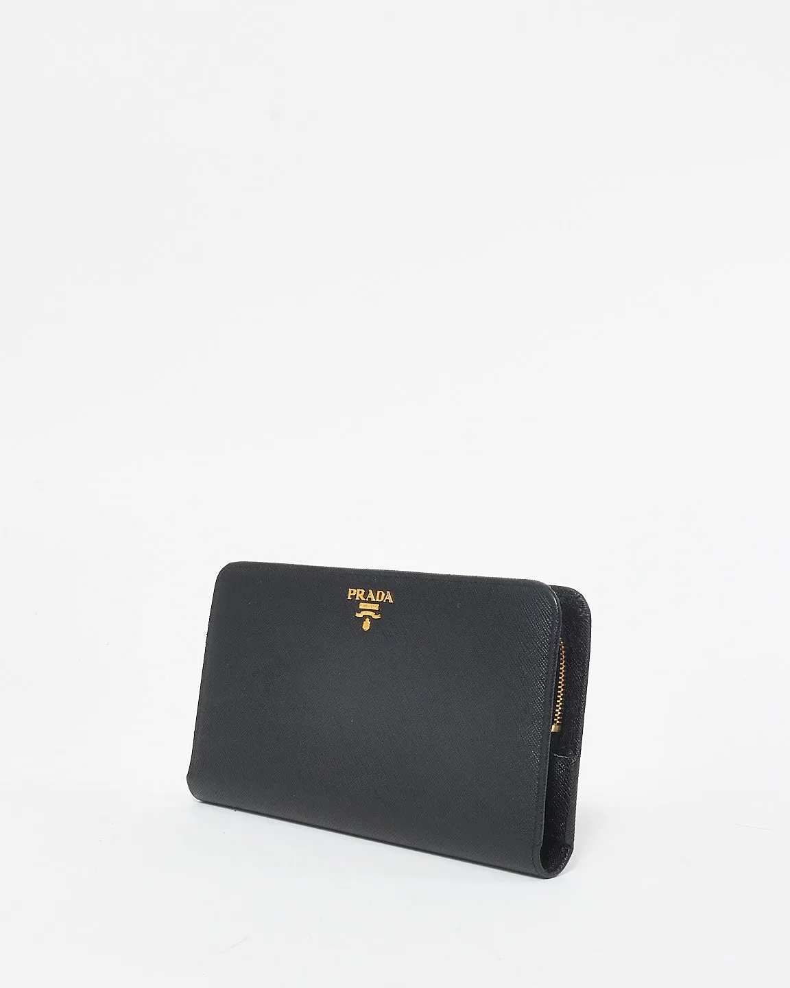 Prada Black Saffiano Leather Long Bi Fold Wallet