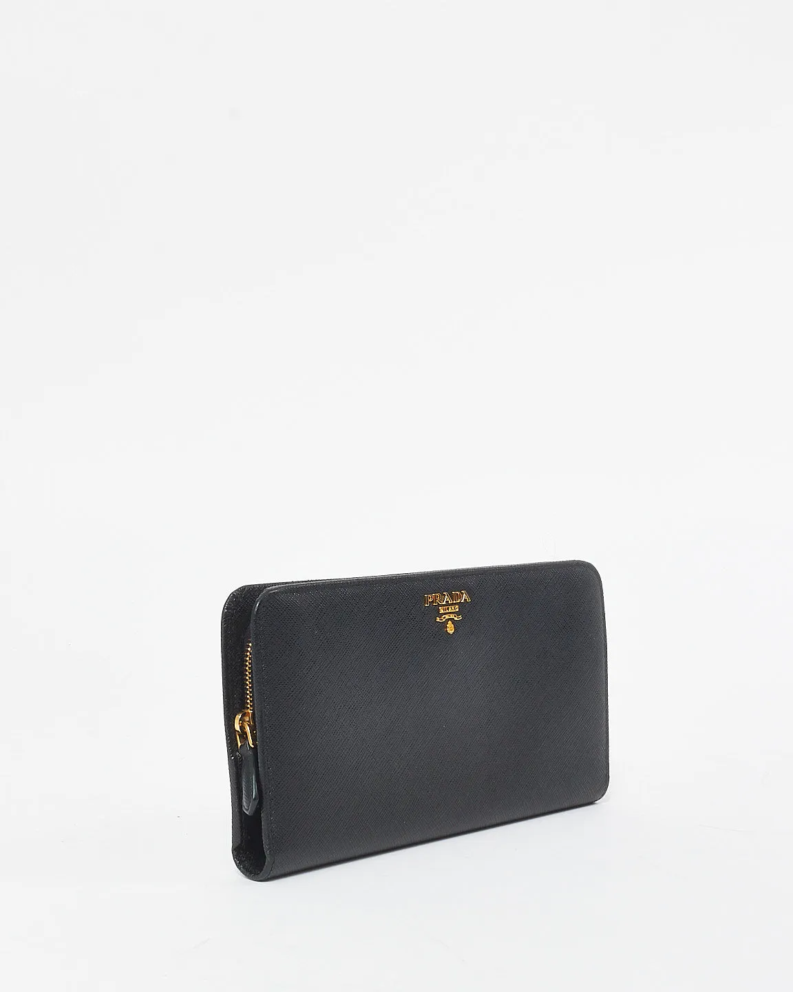Prada Black Saffiano Leather Long Bi Fold Wallet