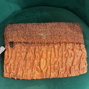 Prada Orange and Black Top Zip Fabric Clutch