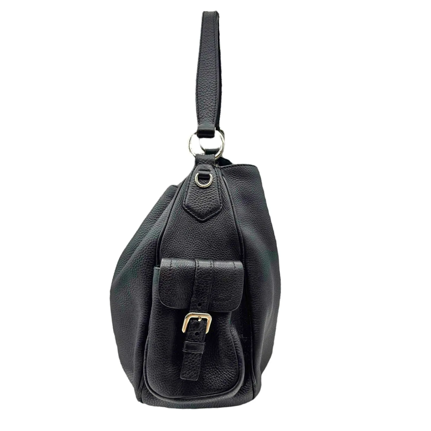 PRADA Vitello Daino Textured Leather Shoulder Bag - Black