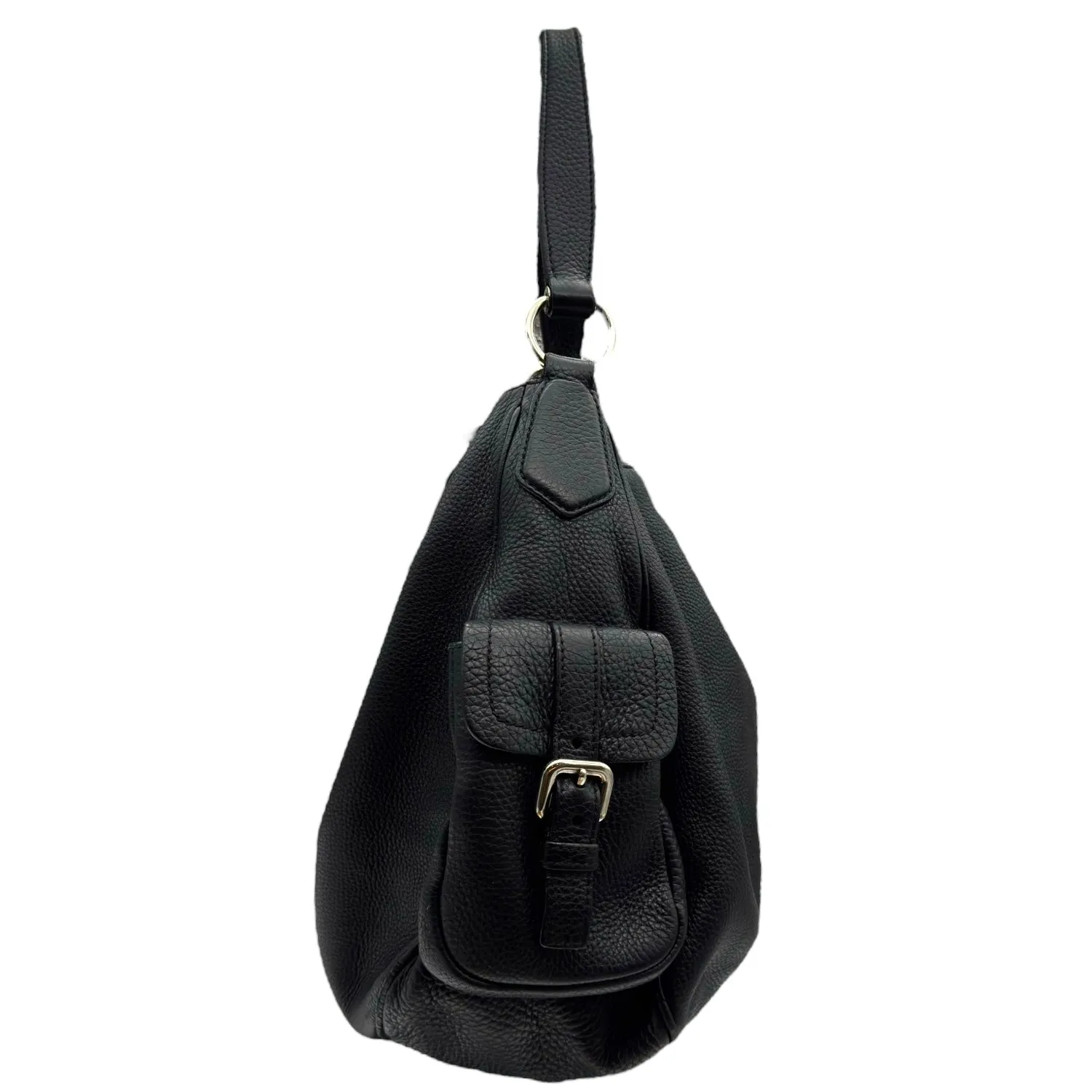 PRADA Vitello Daino Textured Leather Shoulder Bag - Black