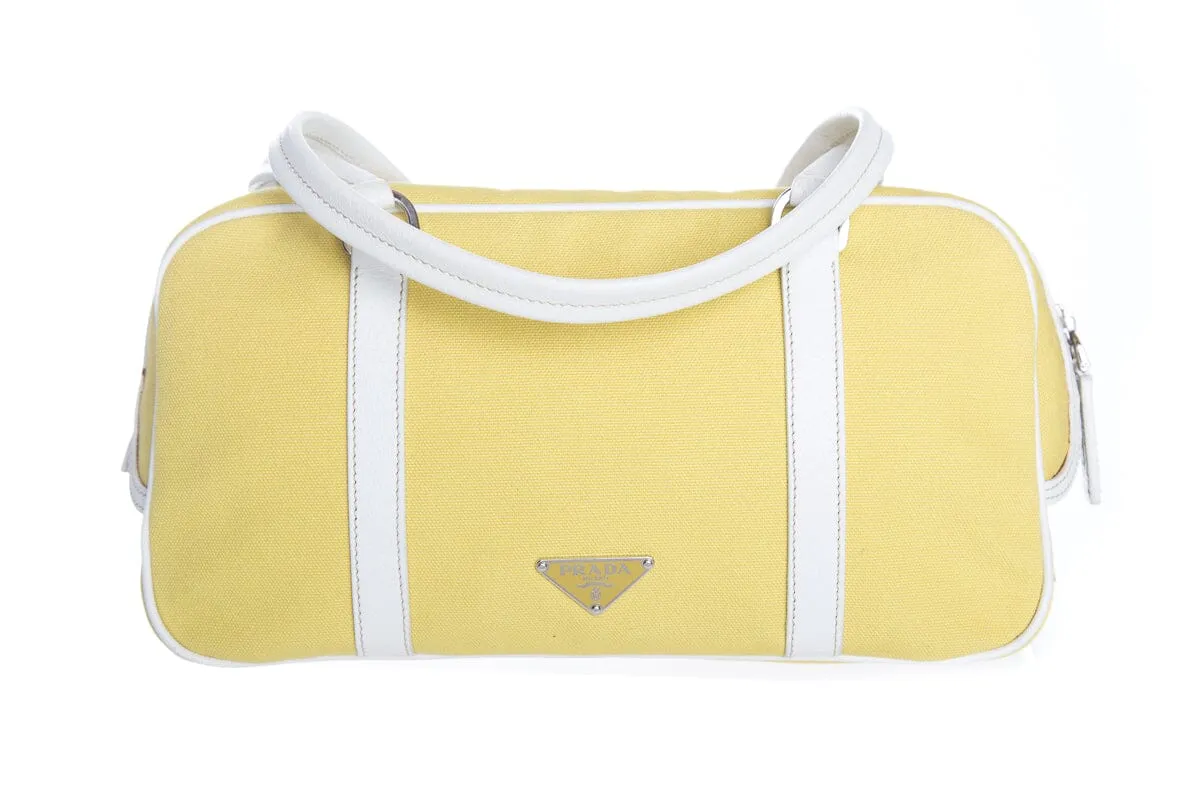 Prada Yellow Canvas Shoulder Bag