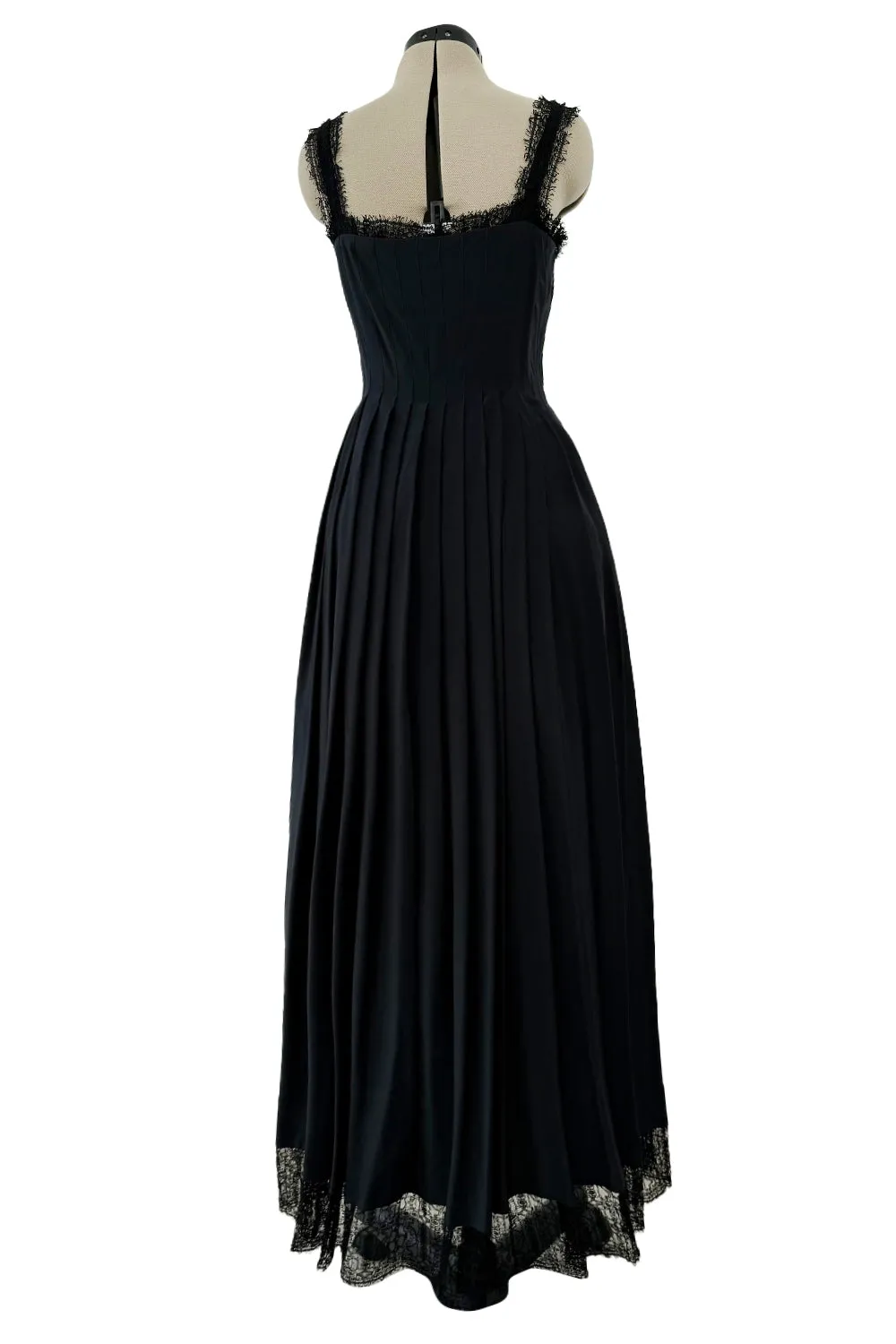 Pre-Fall 2013 Chanel by Karl Lagerfeld Runway Look 65 Black Silk Pleated Dress