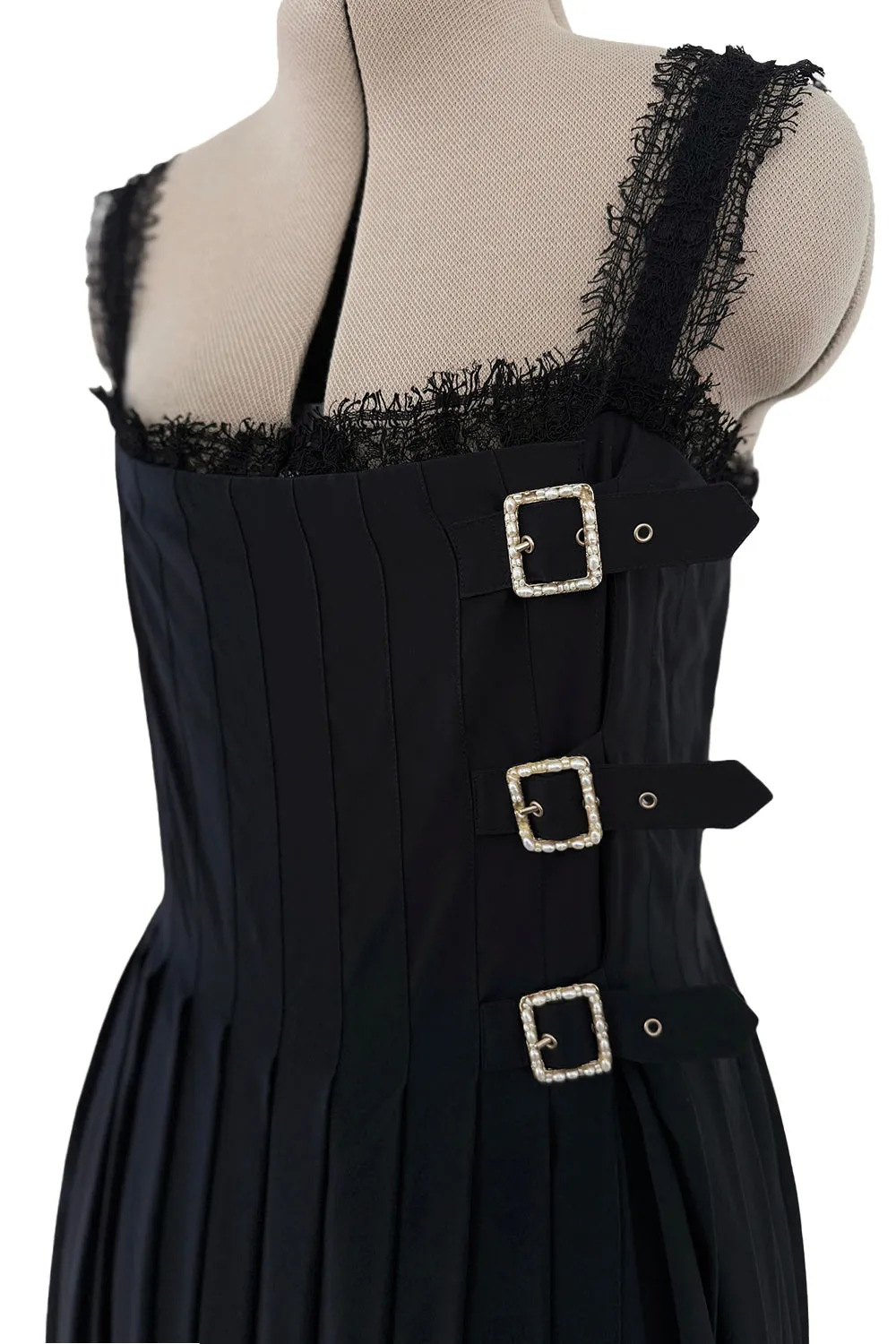 Pre-Fall 2013 Chanel by Karl Lagerfeld Runway Look 65 Black Silk Pleated Dress