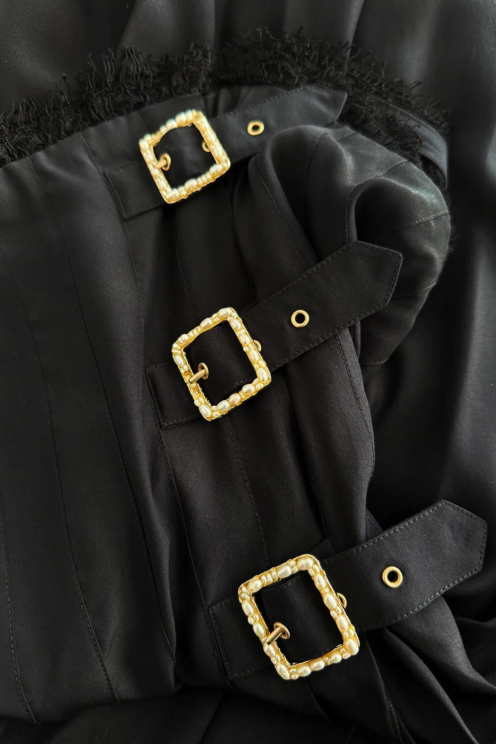 Pre-Fall 2013 Chanel by Karl Lagerfeld Runway Look 65 Black Silk Pleated Dress