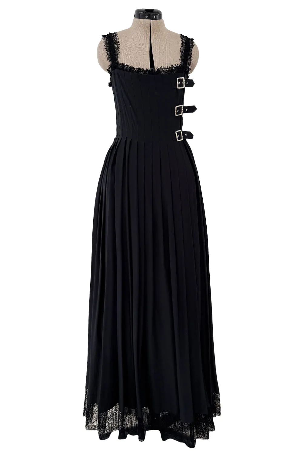 Pre-Fall 2013 Chanel by Karl Lagerfeld Runway Look 65 Black Silk Pleated Dress