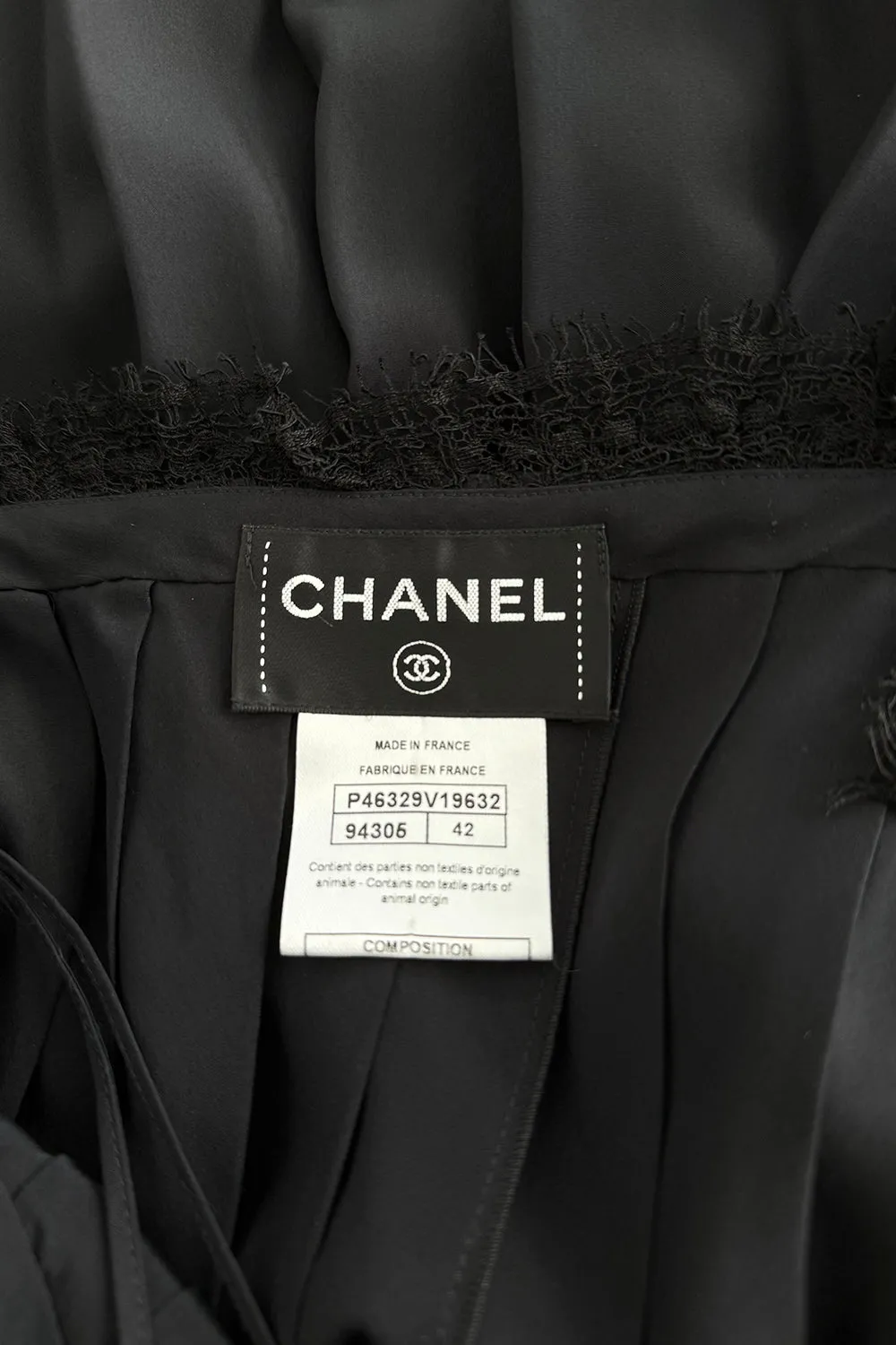 Pre-Fall 2013 Chanel by Karl Lagerfeld Runway Look 65 Black Silk Pleated Dress
