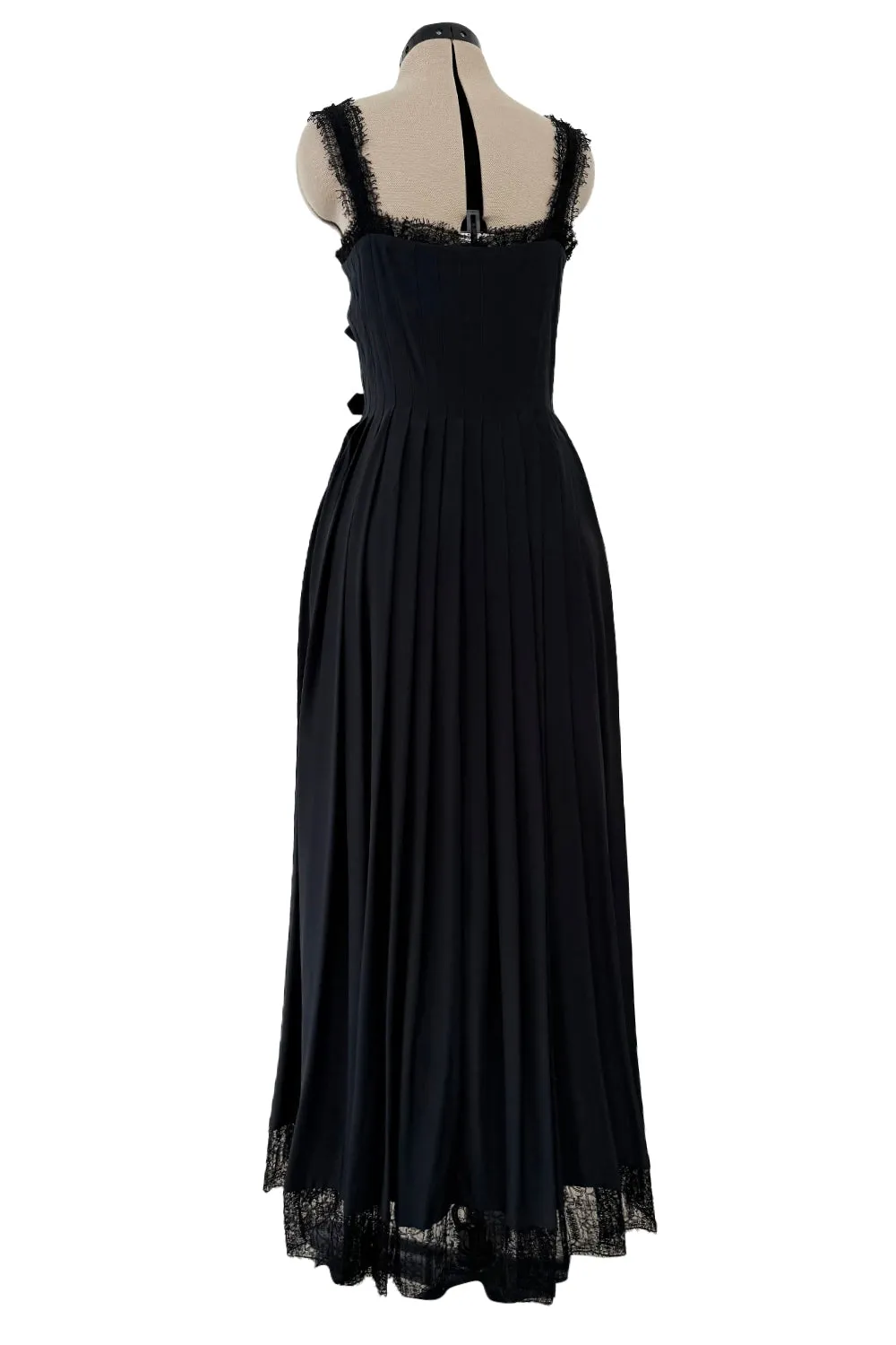 Pre-Fall 2013 Chanel by Karl Lagerfeld Runway Look 65 Black Silk Pleated Dress