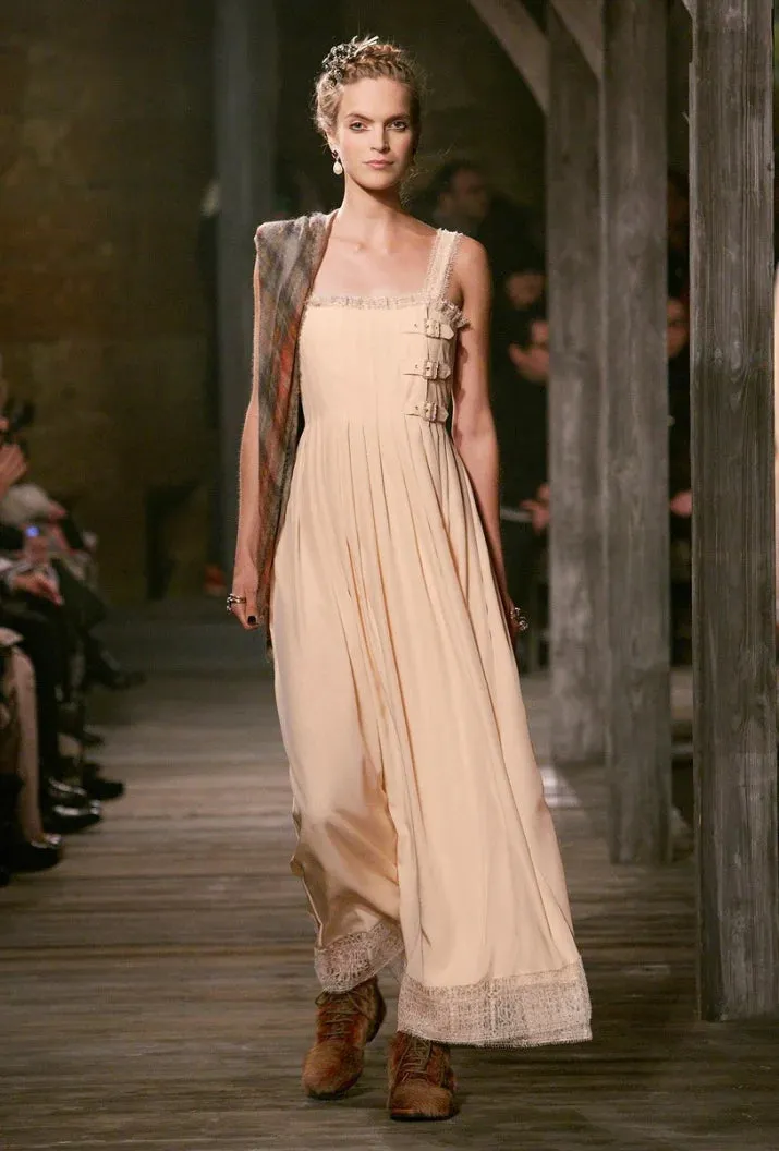Pre-Fall 2013 Chanel by Karl Lagerfeld Runway Look 65 Black Silk Pleated Dress