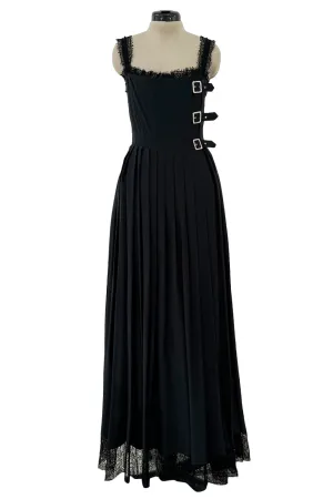 Pre-Fall 2013 Chanel by Karl Lagerfeld Runway Look 65 Black Silk Pleated Dress