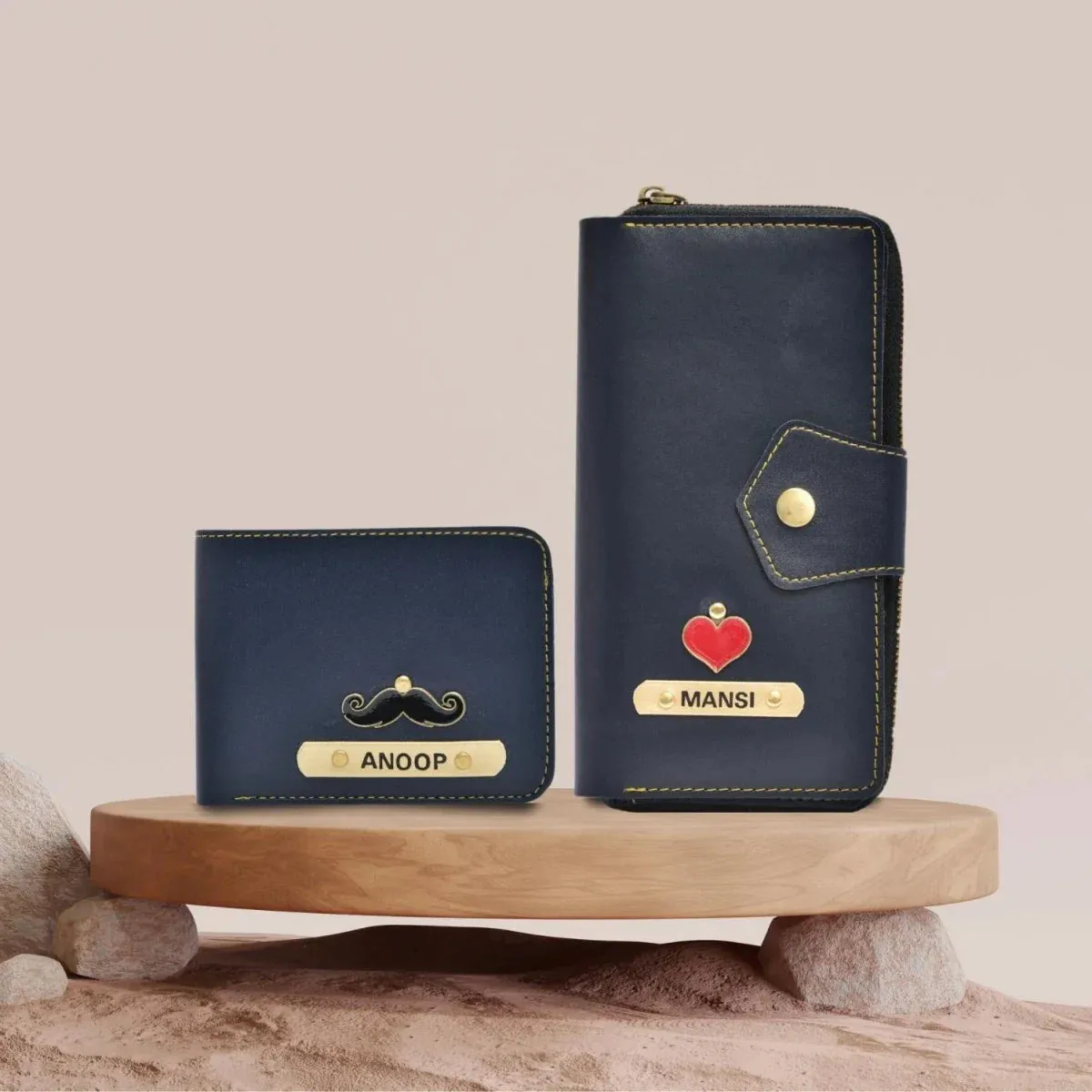 Premium Lady Wallet & Men's Wallet & Personalised Couple Rainbow Classic WaterBottle - Royal Blue