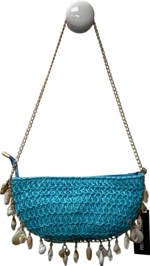 PrettyLittleThing Blue Turquoise Curved Shell Charm Shoulder Bag