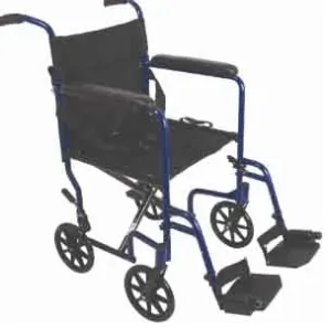 ProBasics Aluminum Transport Chair with Footrests, Blue (1EA)