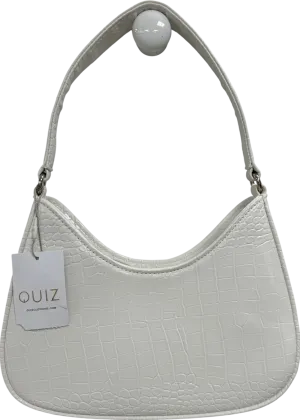 QUIZ White Faux Croc Shoulder Bag