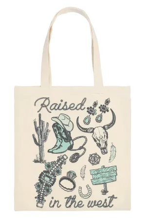 RAISED IN THE WEST MINIMALIST PRINT TOTE BAG