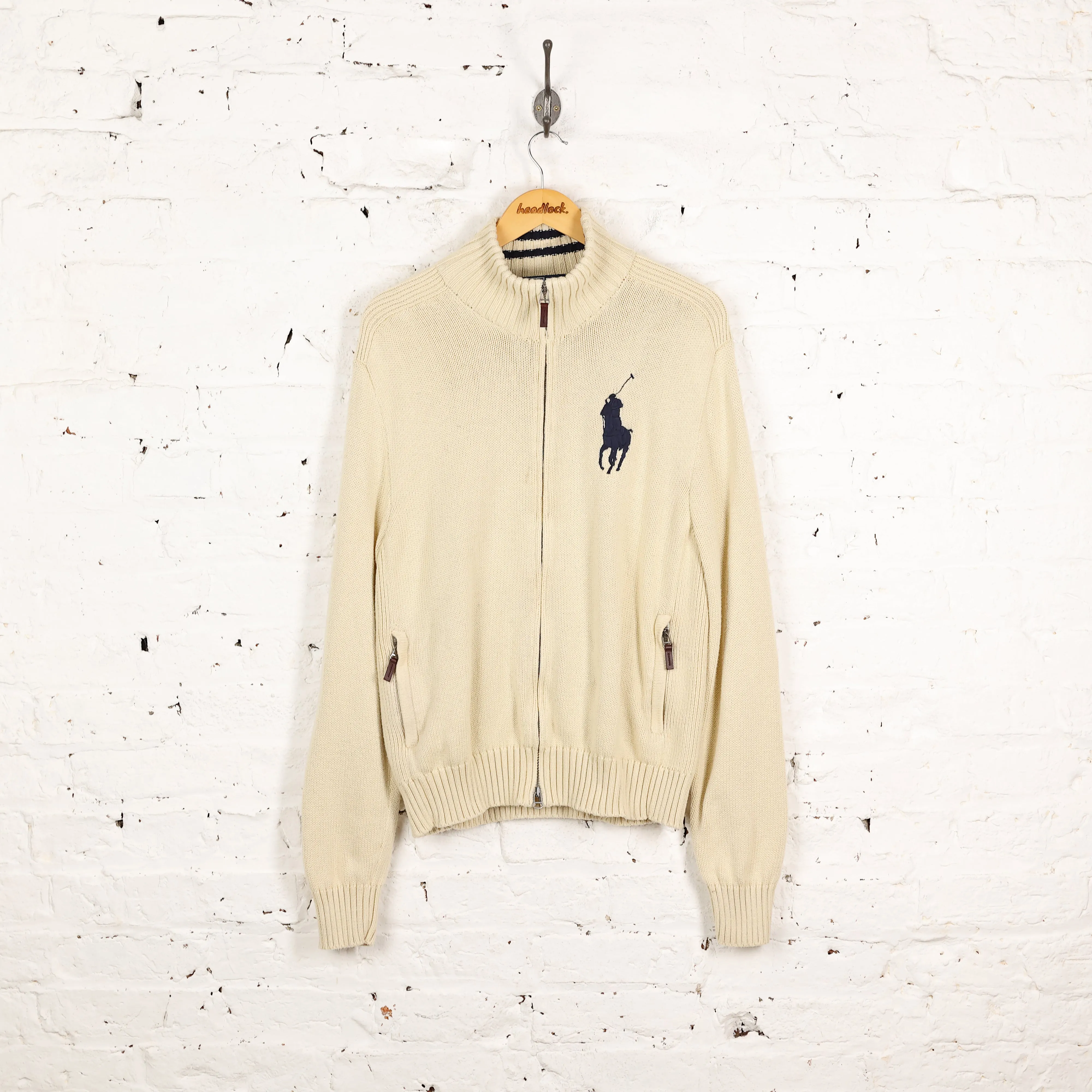 Ralph Lauren Knit Zip Up Jacket - Cream - XL