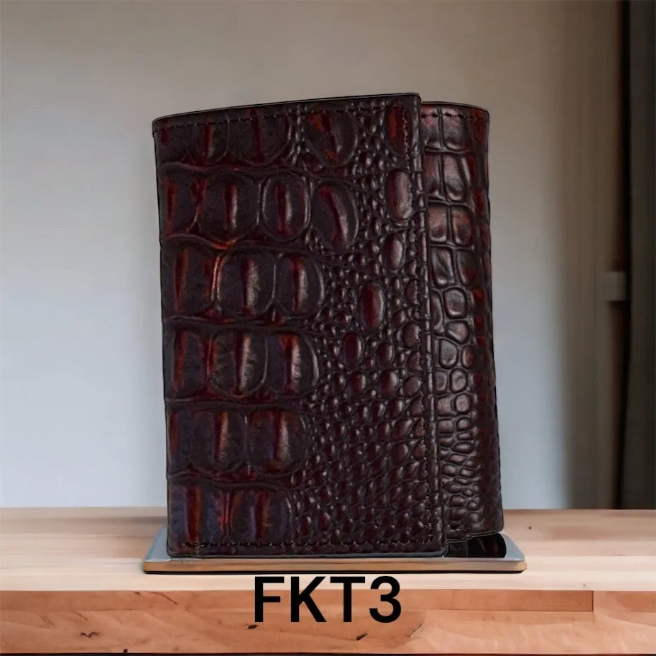 Ranger Belt Company Trifold Croc Embossed Wallet FKT3